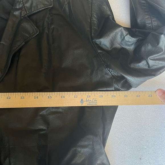 Vintage Sears The Fashion Place Black Genuine Cowhide Belted Jacket 5201 - Picture 8 of 12